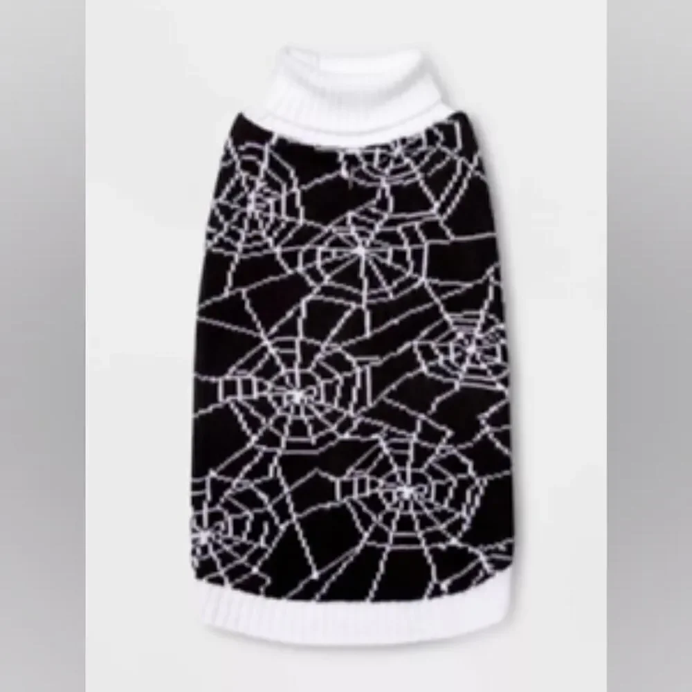 🏖 Spiderweb Halloween Dog Sweater Turtleneck Pet Outfit Size Extra Large XL